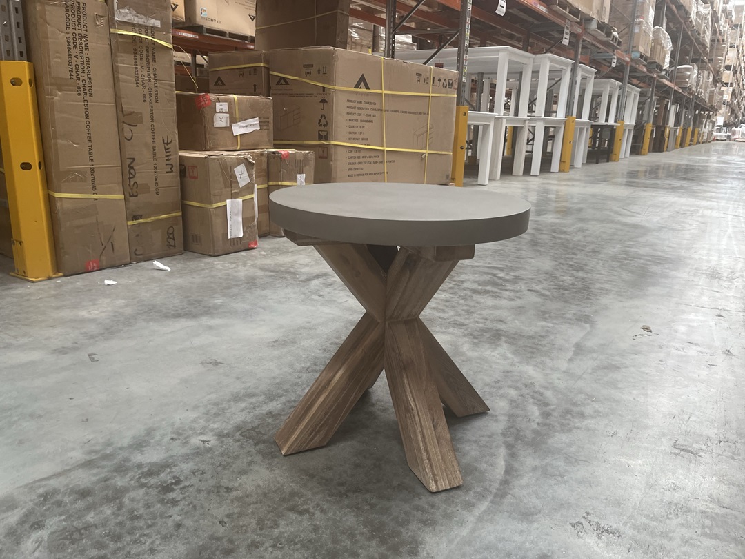 Concrete Top Round Lamp Table Grey