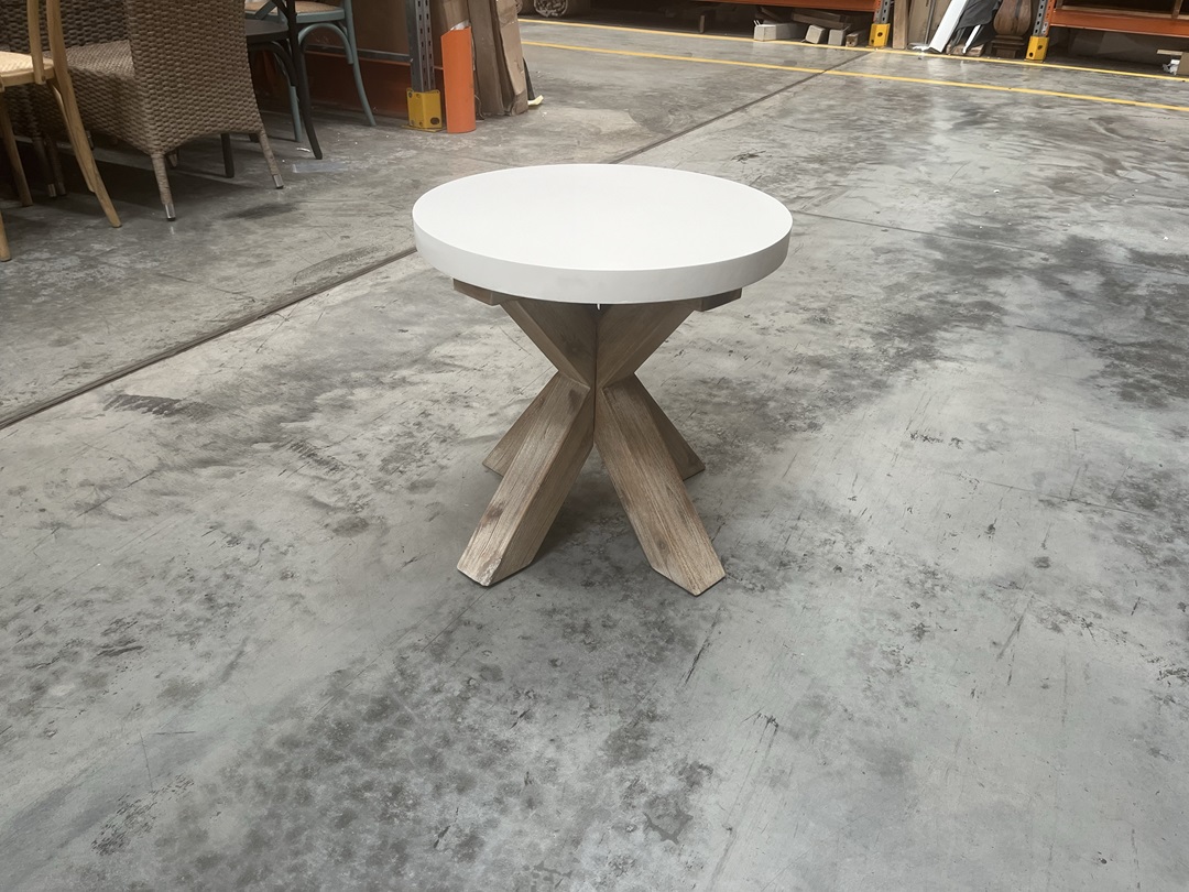 Concrete Top Round Lamp Table White