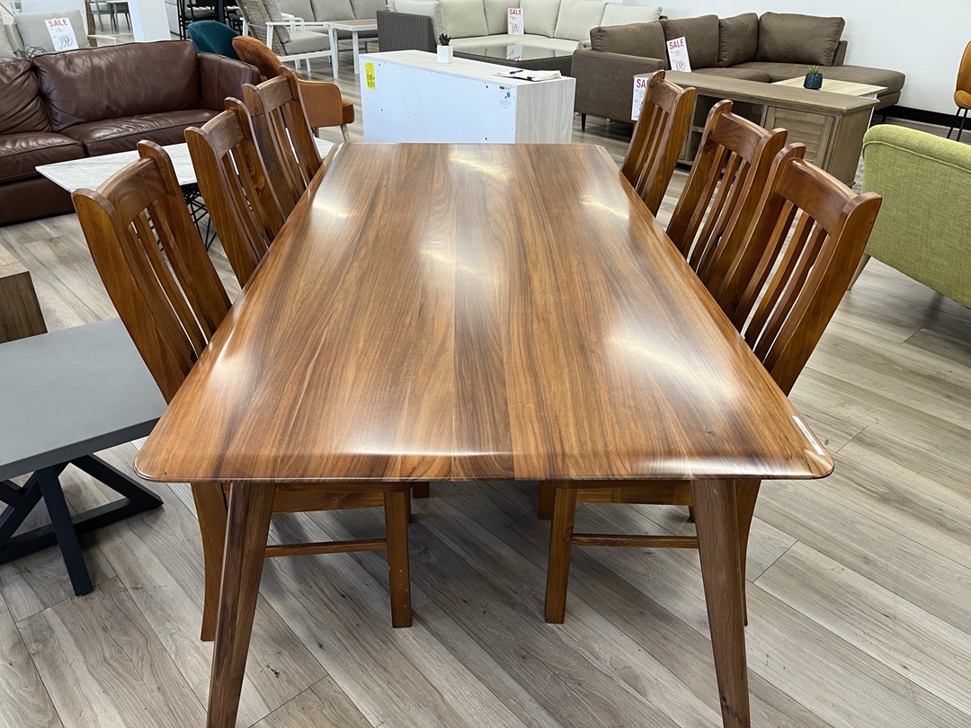 Timber 210 Dining Table with 6 Timber Chairs Chair