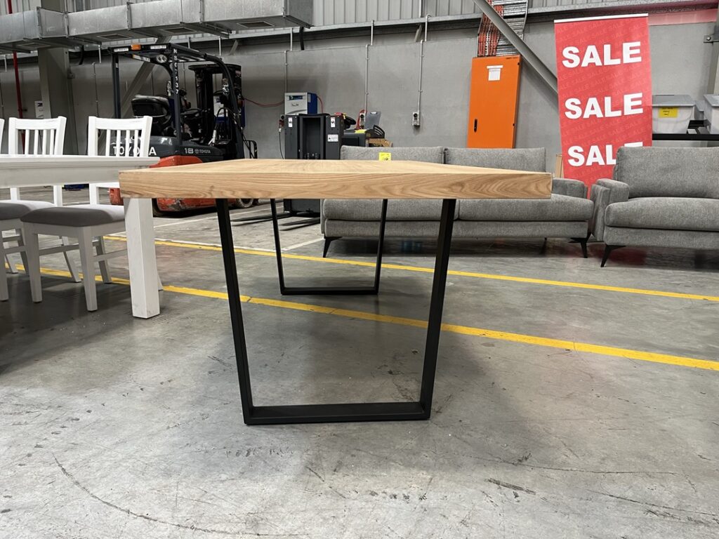 210cm Timber Dining Table With Metal Legs Seconds Furniture